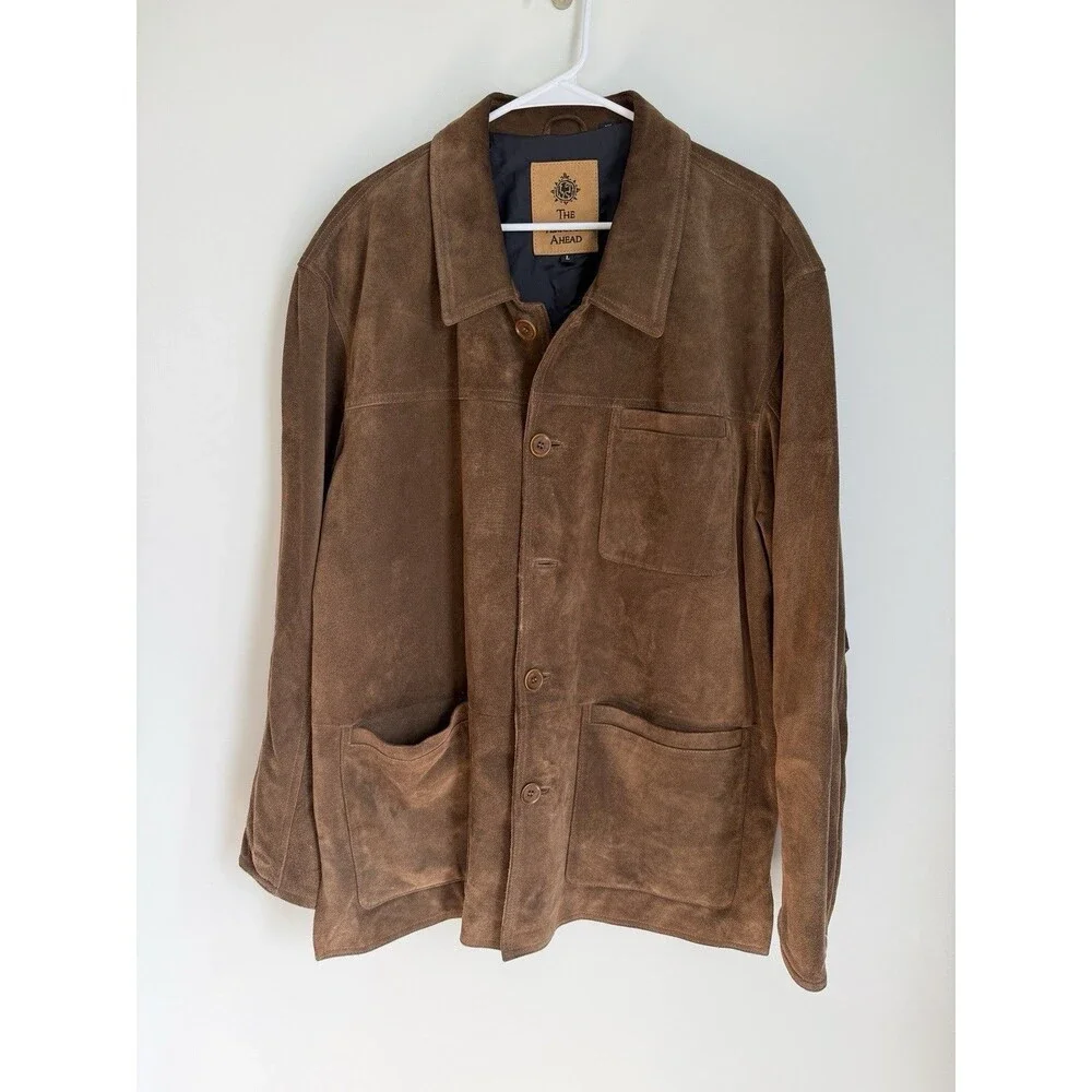 Territory Ahead-Men’s Car Coat-Rancher Coat-Large-Goat Suede-Brown-EUC